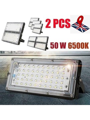 SLD (Sıcak Beyaz) 2x 240 V 50 W LED Sel Işık IP65 Bahçe Açık Güvenlik Peyzaj Smd Spotlight