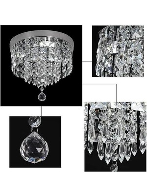 SLD Lambalar Kristal Ch Elier Modern LED Tavan Işık Gömme Montaj Paslanmaz Çelik Fikstür 966; 250MM Boncuklu