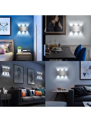 SLD Yıldırım Modern Alüminyum 6 LED Duvar Işıkları Oturma Odası Yatak Odası Koridor Için Işık Up Işık, Soğuk Beyaz