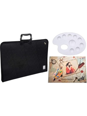 Abka Pro-Art Öğrenci Resim Çantası Seti 37x54 cm Proje Çanta 35x50 cm Resim Defteri Palet Setli