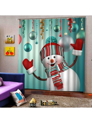 Noel Perdesi 3D Kar Adamı Baskı F/ Oturma Odası Yatak Odası Perde 55X40 ''(Yurt Dışından)