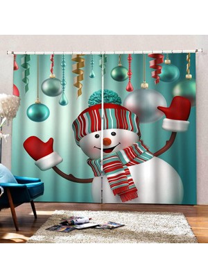 Noel Perdesi 3D Kar Adamı Baskı F/ Oturma Odası Yatak Odası Perde 55X40 ''(Yurt Dışından)