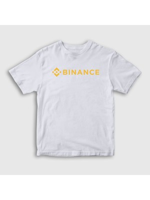 Presmono Unisex Çocuk Beyaz Logo Binance Bitcoin T-Shirt