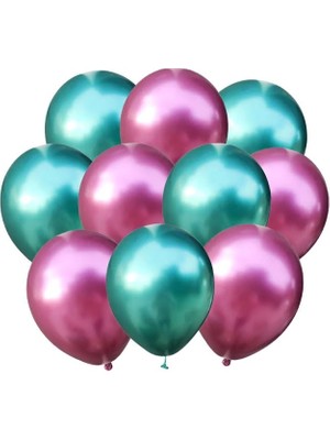 Hknys Pempe Yeşil Krom  Aynalı Balon Helyum Uyumlu 5'li
