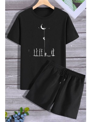 Trendypassion Uzay Temalı Şort T-Shirt Eşofman Takımı
