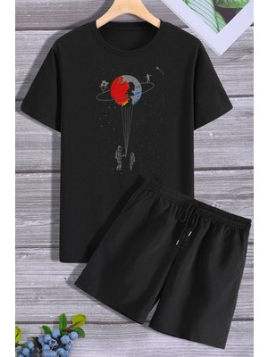 Trendypassion Uzay Temalı Şort T-Shirt Eşofman Takımı