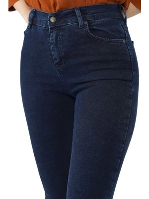 Woow Kadın Büyük Beden Yüksek Bel Jeans Dar Paça Pantolon BGL-ST02113