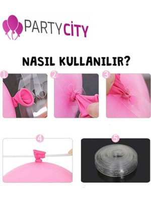 Party City Makaron Pastel Renk Pembe 100 Adet Balon ve Balon Zinciri