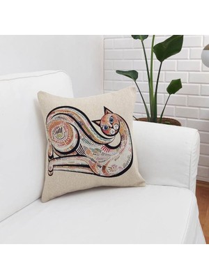 Körfez Kırlent Goblen Dokuma Kırlent Kılıfı 43 x 43 Cm