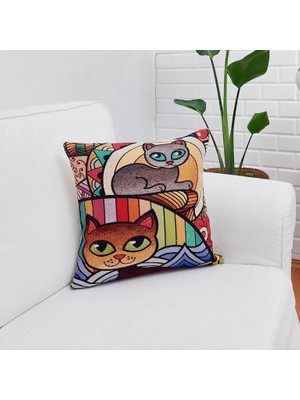 Körfez Kırlent Goblen Dokuma Kırlent Kılıfı 43 x 43 Cm