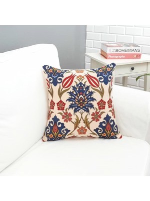 Körfez Kırlent Goblen Dokuma Kırlent Kılıfı Çini Motifli 43 x 43 Cm