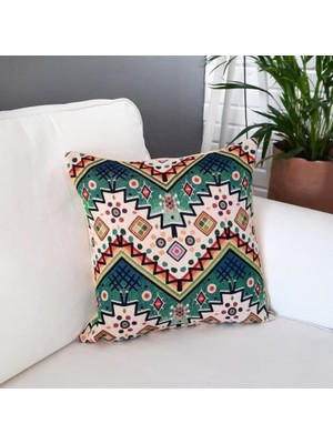 Körfez Kırlent Goblen Dokuma Kırlent Kılıfı Motifli Turkuaz 43 x 43 Cm