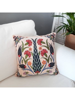 Körfez Kırlent Goblen Dokuma Kırlent Kılıfı Lale Motif 43 x 43 Cm