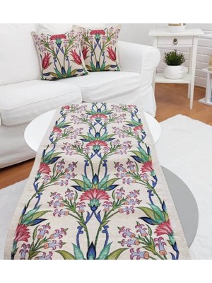 Körfez Kırlent Goblen Dokuma Kırlent Kılıfı ve Runner 2+1 Set