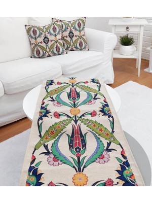 Körfez Kırlent Goblen Dokuma Kırlent Kılıfı ve Runner 2+1 Set