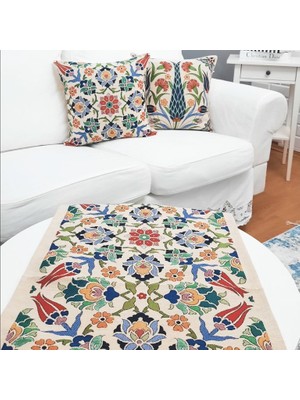 Körfez Kırlent Goblen Dokuma Kırlent Kılıfı ve Runner 2+1 Set