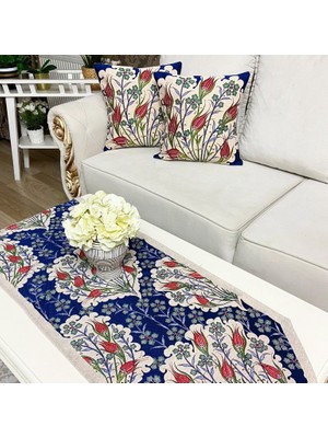 Körfez Kırlent Goblen Dokuma Kırlent Kılıfı ve Runner 2+1 Set