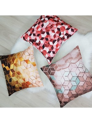 Körfez Kırlent Küpler Desen Kırlent Kılıfı 3'lü Kombin Set