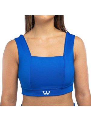 Wiawi Kadın Kalın Askılı Spor Sütyeni Atlet Esnek Crop Top - Eternity Mavi