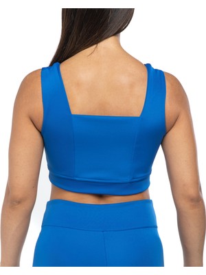 Wiawi Kadın Kalın Askılı Spor Sütyeni Atlet Esnek Crop Top - Eternity Mavi