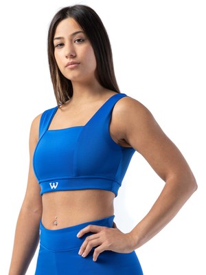 Wiawi Kadın Kalın Askılı Spor Sütyeni Atlet Esnek Crop Top - Eternity Mavi