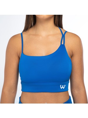 Wiawi Kadın Ince Askılı Spor Sütyeni Atlet Esnek Crop Top - Eternity Mavi