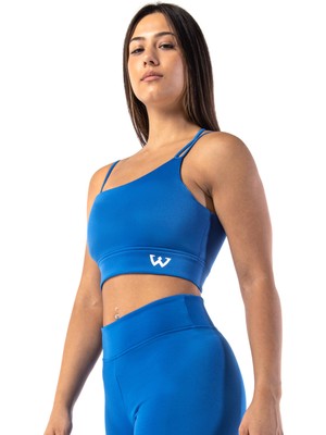 Wiawi Kadın Ince Askılı Spor Sütyeni Atlet Esnek Crop Top - Eternity Mavi