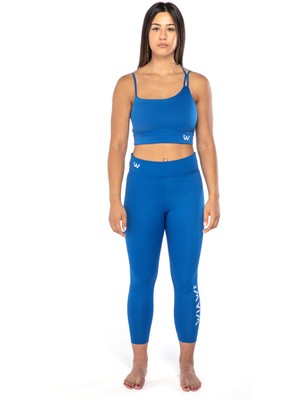 Wiawi Kadın Ince Askılı Spor Sütyeni Atlet Esnek Crop Top - Eternity Mavi