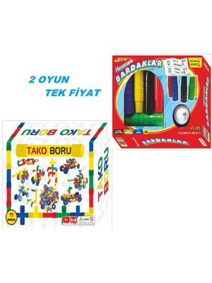 Zekice Tekerlekli Boru LEGO Tako Boru ve Heyecanlı Bardaklar Aile Oyunu Iki Oyun Bir Arada