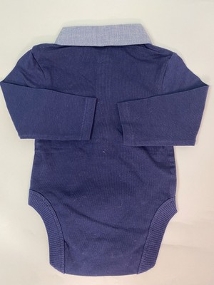 George %100 Pamuk Bebek Lacivert Polo Yaka Bodysuit / Zıbın