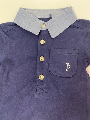 George %100 Pamuk Bebek Lacivert Polo Yaka Bodysuit / Zıbın