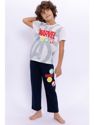 Riccotarz Erkek Çocuk Marvel Baskılı Gri Pijama Takım