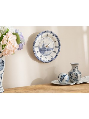 English Home Debora Porselen Duvar Saati 27 cm Mavi-Beyaz