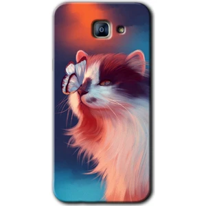 Bera Aksesuar Samsung Galaxy A8 2016 Kılıf Hd Desen Baskılı Arka Kapak - Cat Butterfly
