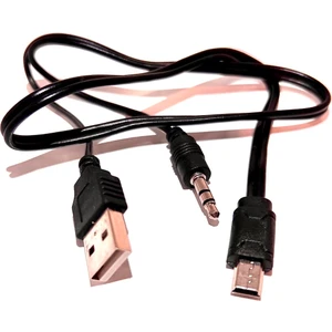 Mini USB 5 Pin + 3.5mm Aux Kablosu, Aux ve Şarj 2 In 1 Kablo Taşınabilir Bluetooth Hoparlör Kablosu