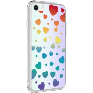 Kzy Apple iPhone 8 Kapak Kalp Desenli Fosforlu Silikon Kılıf