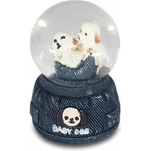 Hediye Kesesi Siyah Yavru Köpekler Minik Kar Küresi