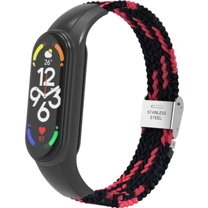 Yue Store Xiaomi Mi Band 7 Siyah Kırmızı Için Naylon Örgülü Saat Bandı (Yurt Dışından)