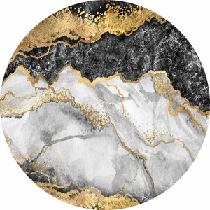 Napoli Home Mermer Desen Dijital Baskılı Kaymaz Yıkanabilir Yuvarlak Salon Halısı ve Mutfak Halısı NHY-HT-316