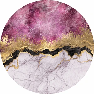 Napoli Home Mermer Desen Dijital Baskılı Kaymaz Yıkanabilir Yuvarlak Salon Halısı ve Mutfak Halısı NHY-HT-317