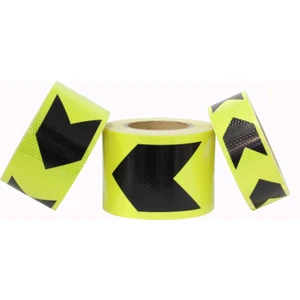 Reflektörlü Reflektif Fosforlu Şerit Bant Sarı-Siyah Ikaz Bandı 5 Cm-1 Metre