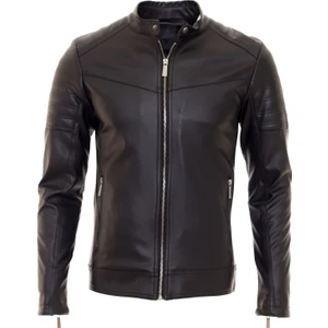 North Fashion NorthFashion Erkek Siyah Iç Cepli Slim Fit Deri Ceket