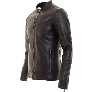 North Fashion NorthFashion Erkek Siyah Iç Cepli Slim Fit Deri Ceket