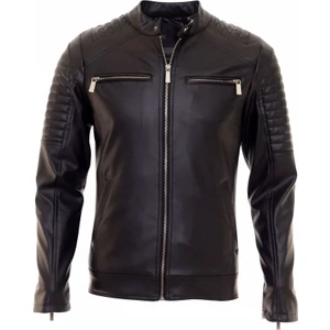 North Fashion NorthFashion Erkek Siyah Iç Cepli Slim Fit Deri Ceket