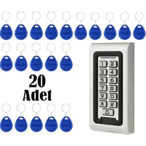 Elektronik Şifreli Kartlı Kapı Açma Kilit Su Geçirmez Metal + 20 Adet Tag Manyetik Anahtarlık
