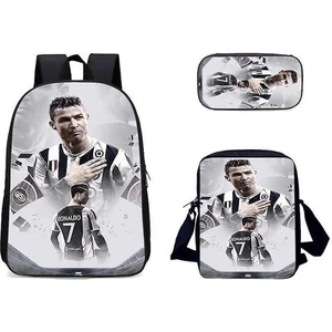 3 Adet / Takım Cristiano Ronaldo Sırt Çantası Oxford Satchel Ins Okul Çantası ile Kalem Çantası Messenger Çanta (Yurt Dışından)