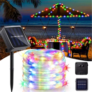 Güneş Enerjili Bahçe Aydınlatma 10+2m Rgb (Renkli ) Dış Mekan Güneş Enerjili Lamba