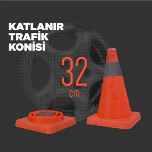 Reflektörlü Katlanır Trafik Konisi 32 cm (Duba)