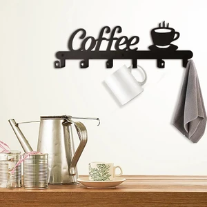 Hzm Collection Metal Dekoratif Metal Coffee Yazılı Mutfak Fincan ve Kupa Askılığı