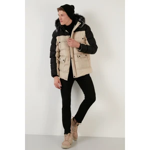 Slim Fit Çıkarılabilir Suni Tüylü Kapüşonlu Şişme Mont Erkek Mont 5760076